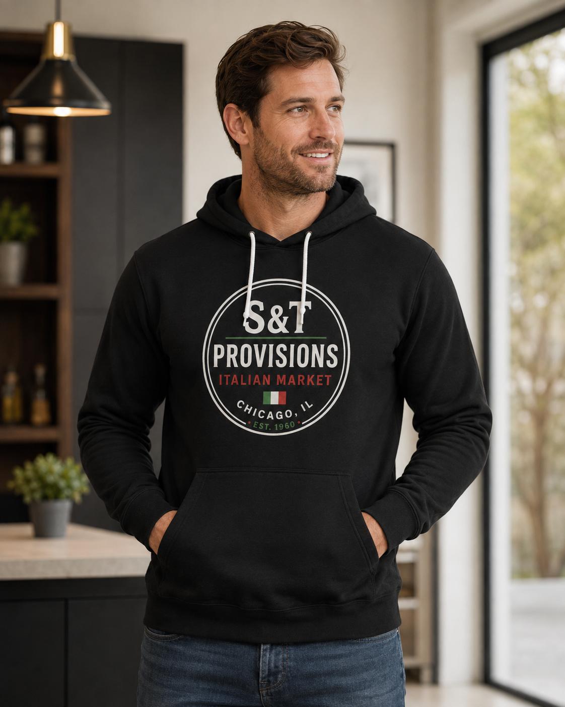 S&T Provisions Italian Logo black hoodie