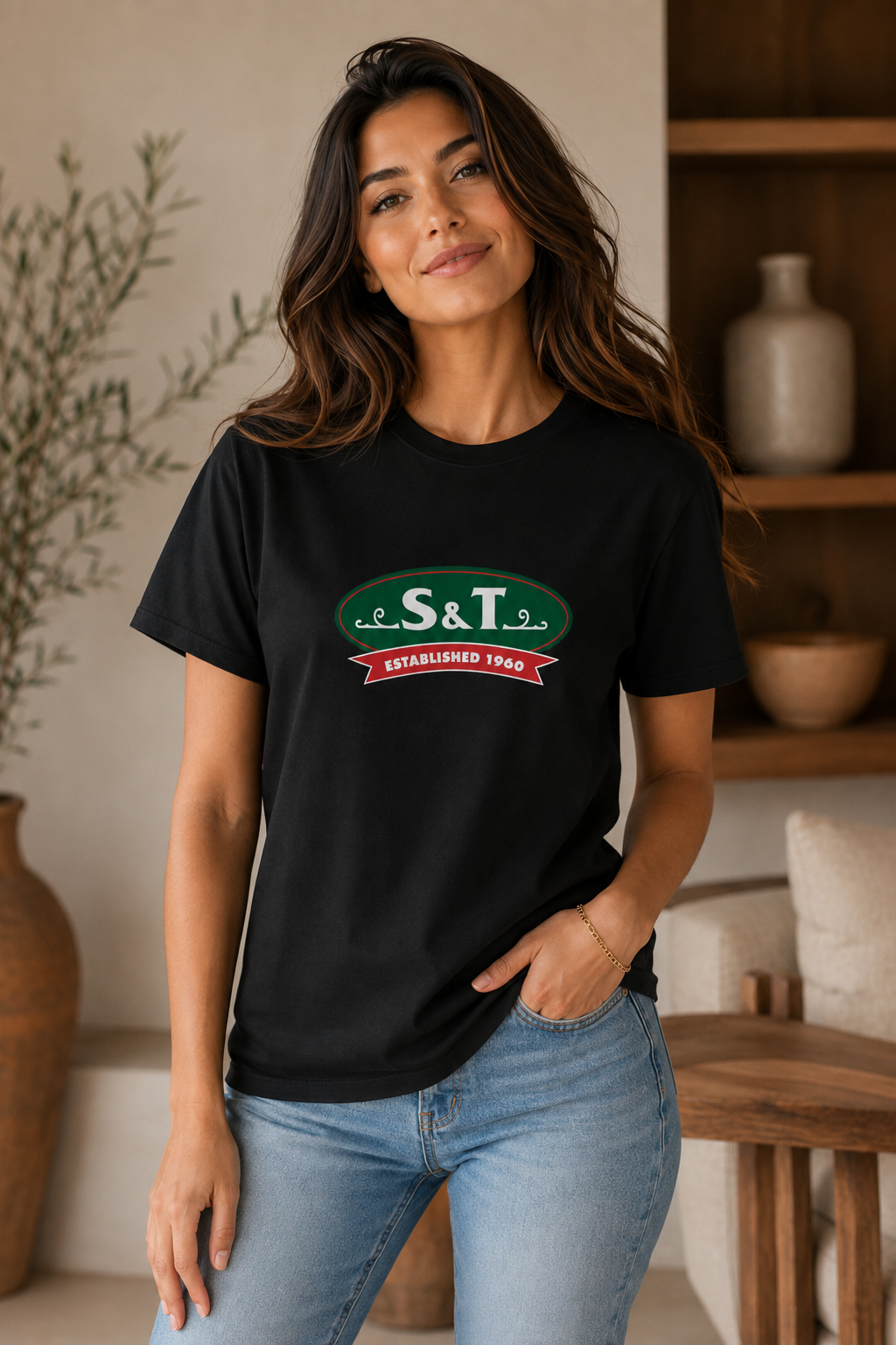 S&T Provisions Official Logo black shirt