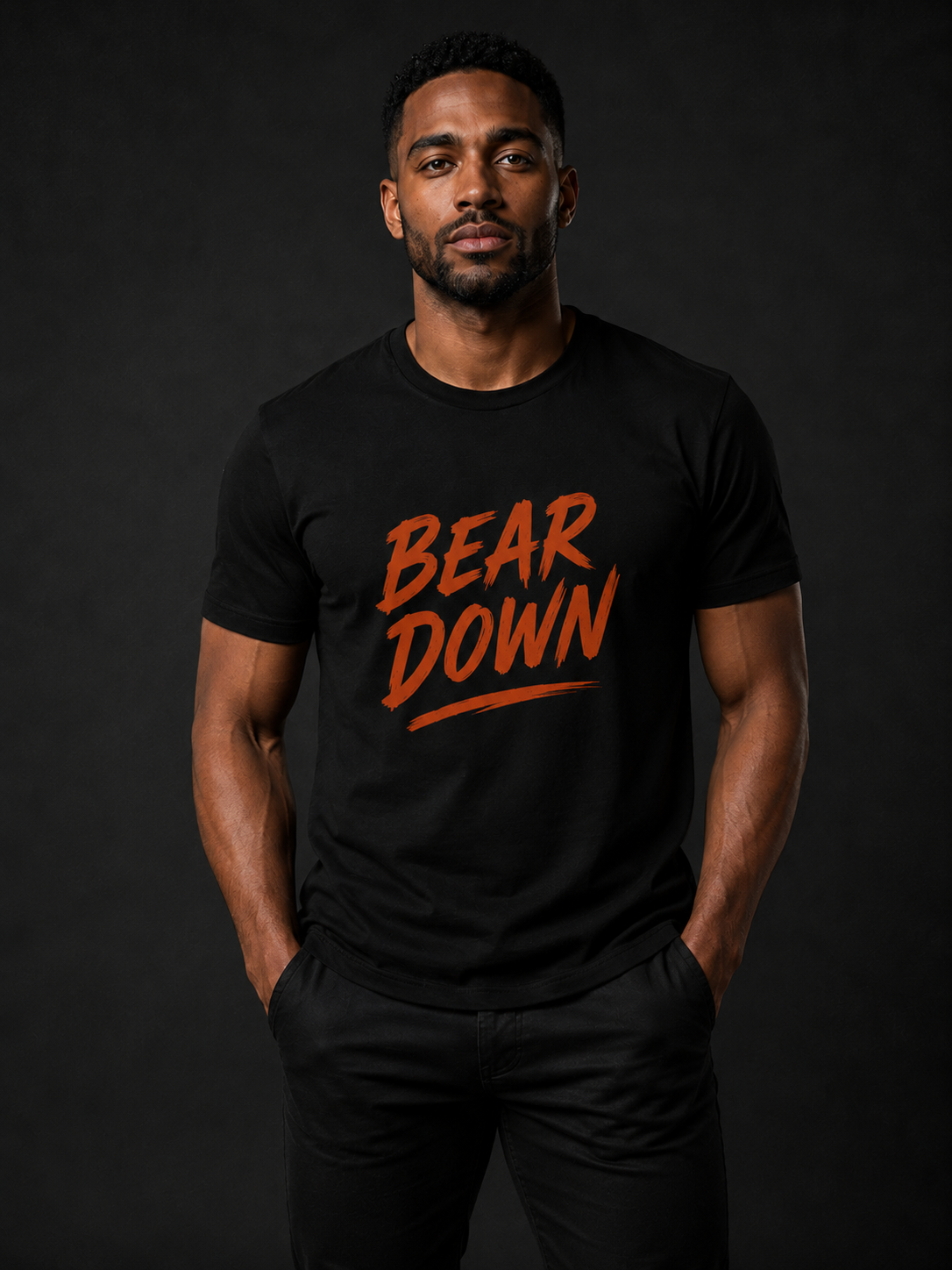Bear Down, Orange on Navy Blue