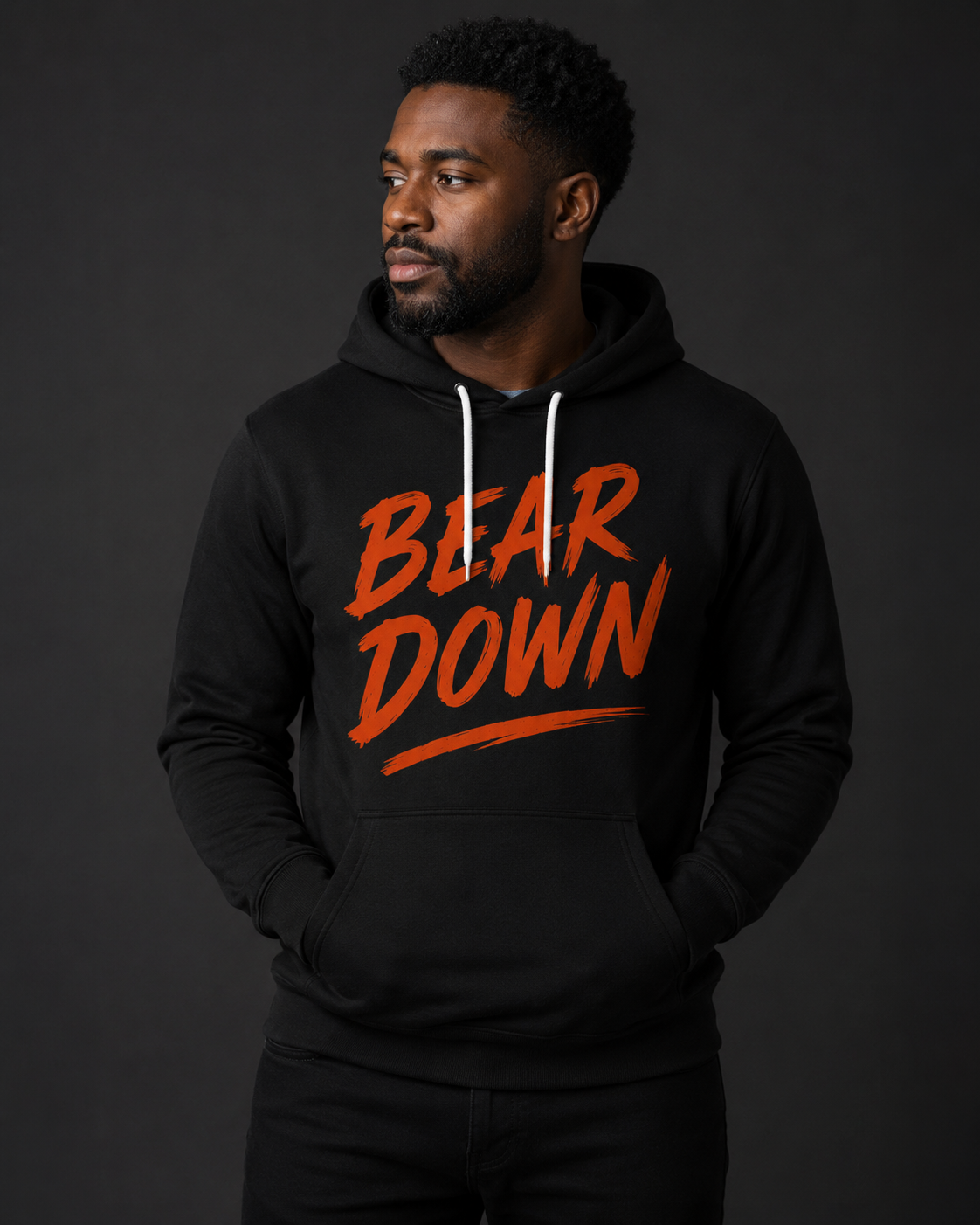 Orange Bear Down, Black Hoodie