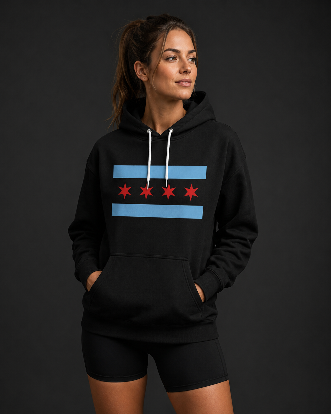 Chicago Blackout Flag, Black Hoodie