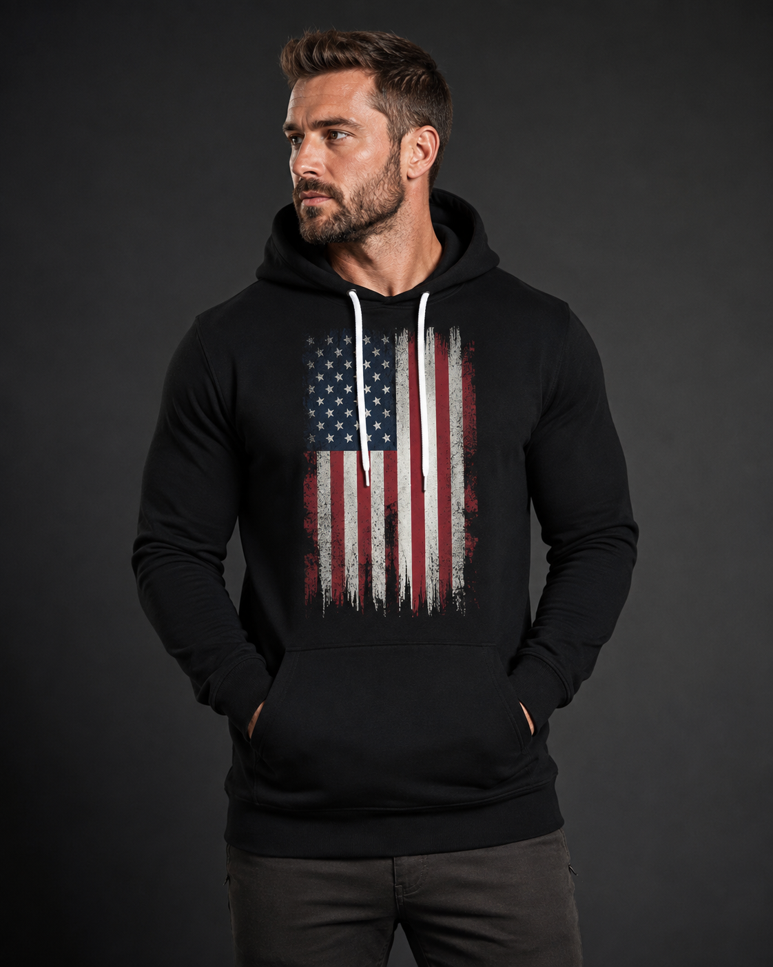 American Flag, Black hoodie