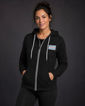Chicago small flag zipup on black hoodie
