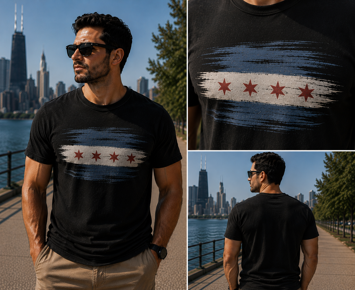 Chicago Flag Distressed Look
