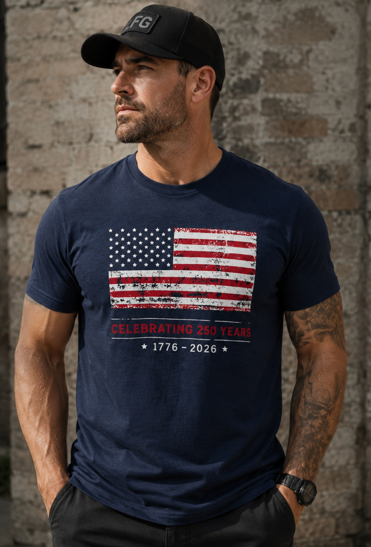 Short Sleeve American Flag 250