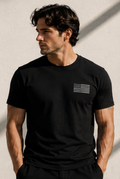 Black shirt with White American Flag Left Breast